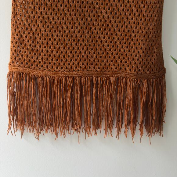 House of Harlow 1960 Revolve Fringe Hem Midi Skirt Elastic waist open knit slit - Picture 4 of 11